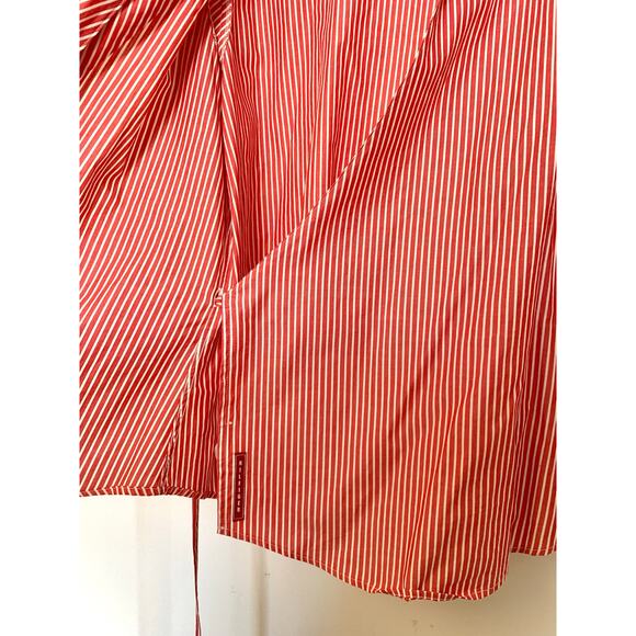 Tommy Hilfiger Red White Stripe Wrap Blouse Womens 1X Cotton Long Sleeve Preppy - Picture 8 of 12